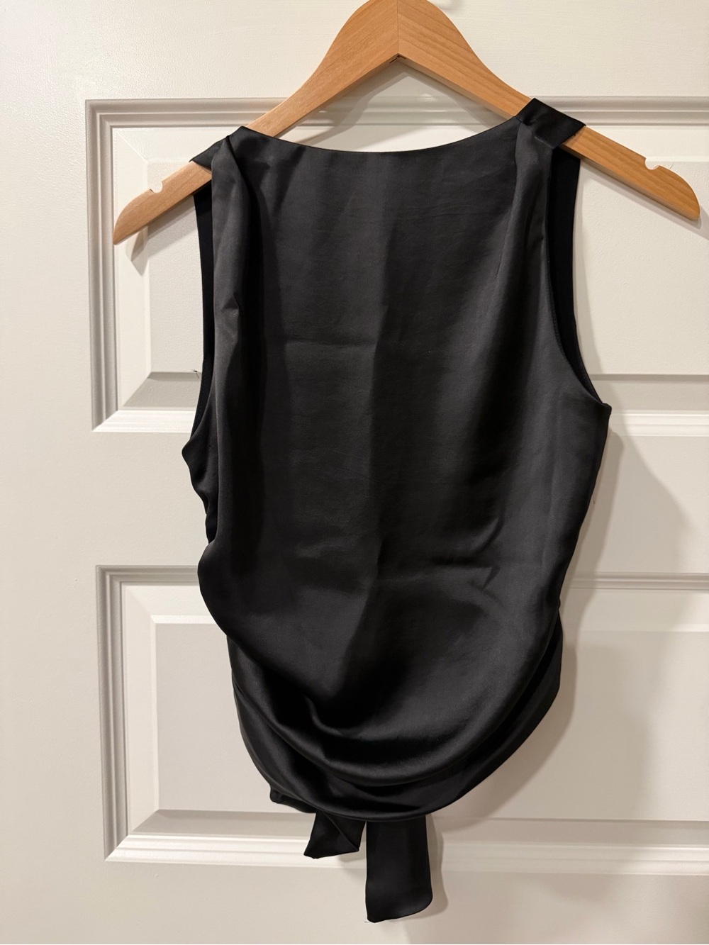 Zara - Black Satin Tie open back top